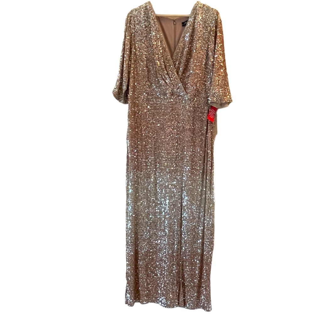 R&M Richards Champagne Wedding or Nye Sequin Bling Dress